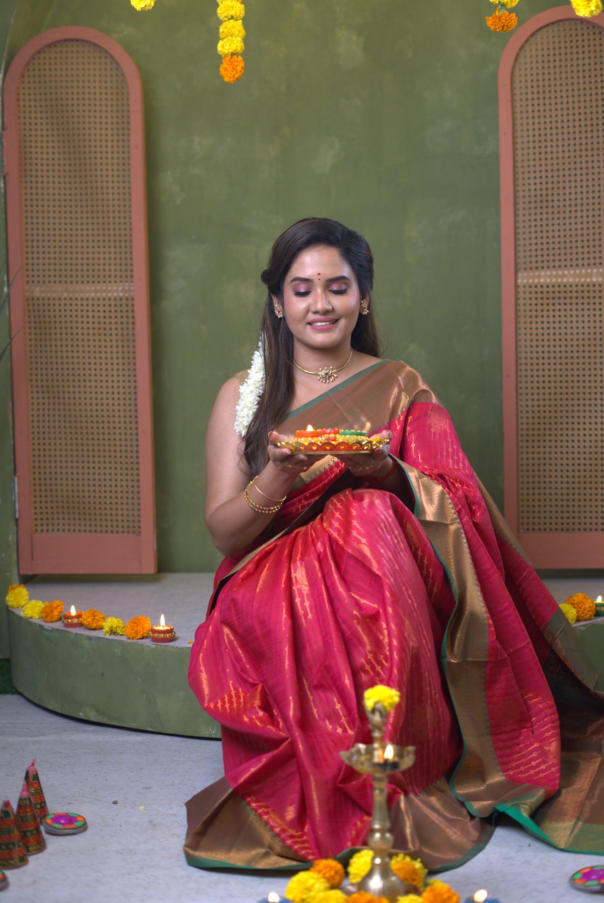 Sai Secrets Diwali Collection – Traditional Pink Saree