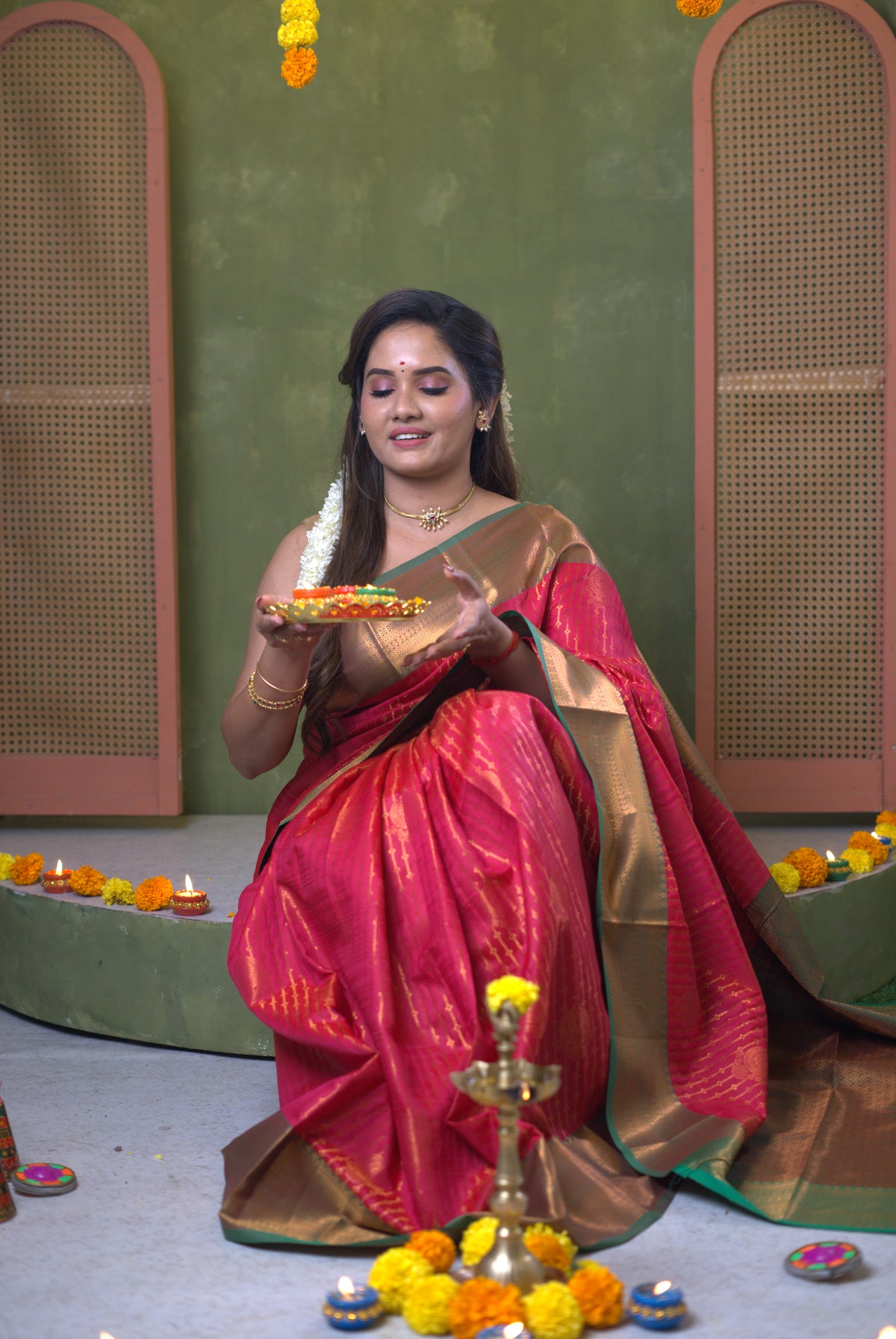 Sai Secrets Diwali Collection – Traditional Pink Saree