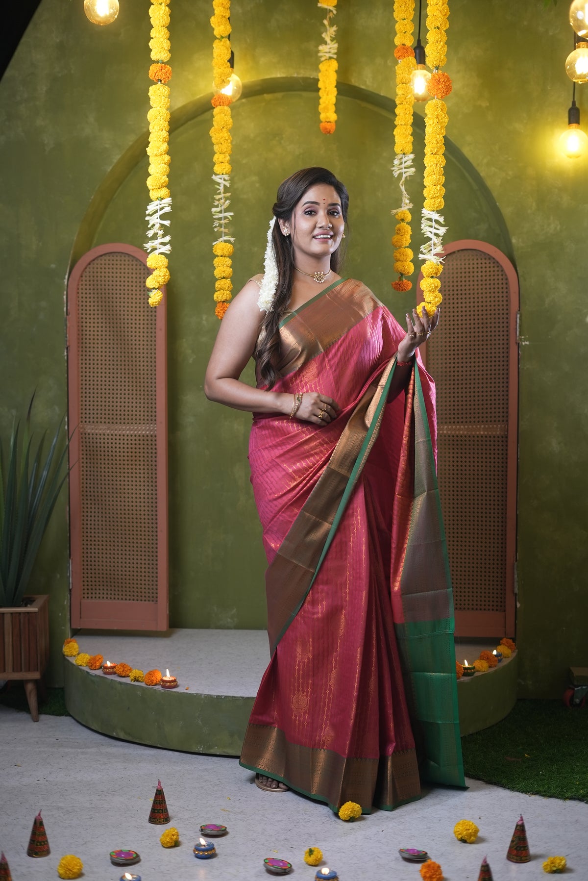 Sai Secrets Diwali Collection – Traditional Pink Saree - 2 Nos