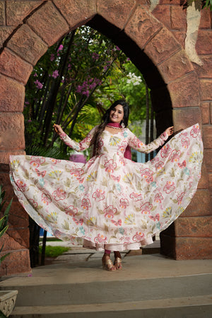 EMBROIDERY ORGANZA HALF WHITE