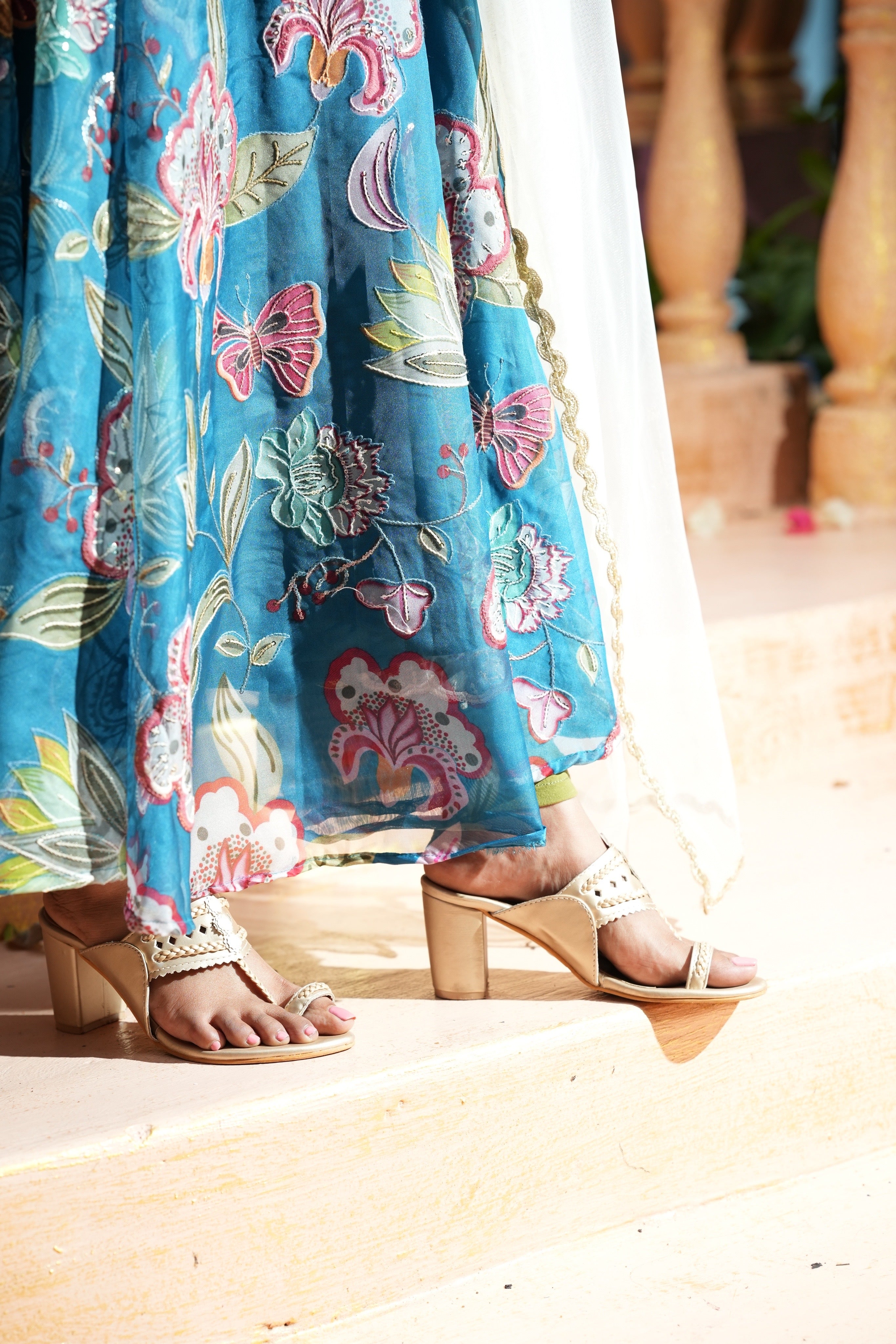 Sai Secrets Collections Women's Embroidered Organza Anarkali | Festive, Wedding & Party Wear | Available in Plus Sizes | EMBROIDERY ORGANZA Teal Blue
