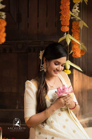 Sai Secrets Collections ONAM SPECIAL Series 3-KASAVU cotton Anarkali Elbow sleeves (Two set).