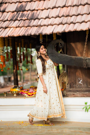 Sai Secrets Collections ONAM SPECIAL Series 3-KASAVU cotton Anarkali Elbow sleeves (Two set).