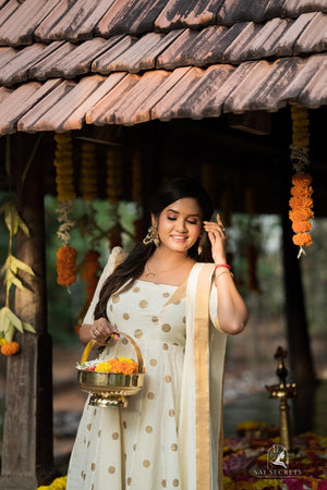 Aari worked KASAVU cotton Anarkali (Two set)