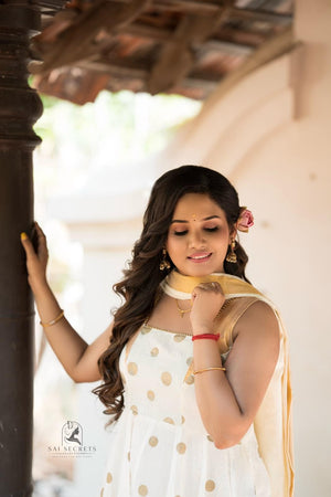 Sai Secrets Collections ONAM SPECIAL Series 4-KASAVU cotton Anarkali  sleeveless(Two set).