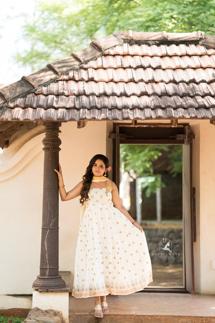 Sai Secrets Collections ONAM SPECIAL Series 4-KASAVU cotton Anarkali  sleeveless(Two set).