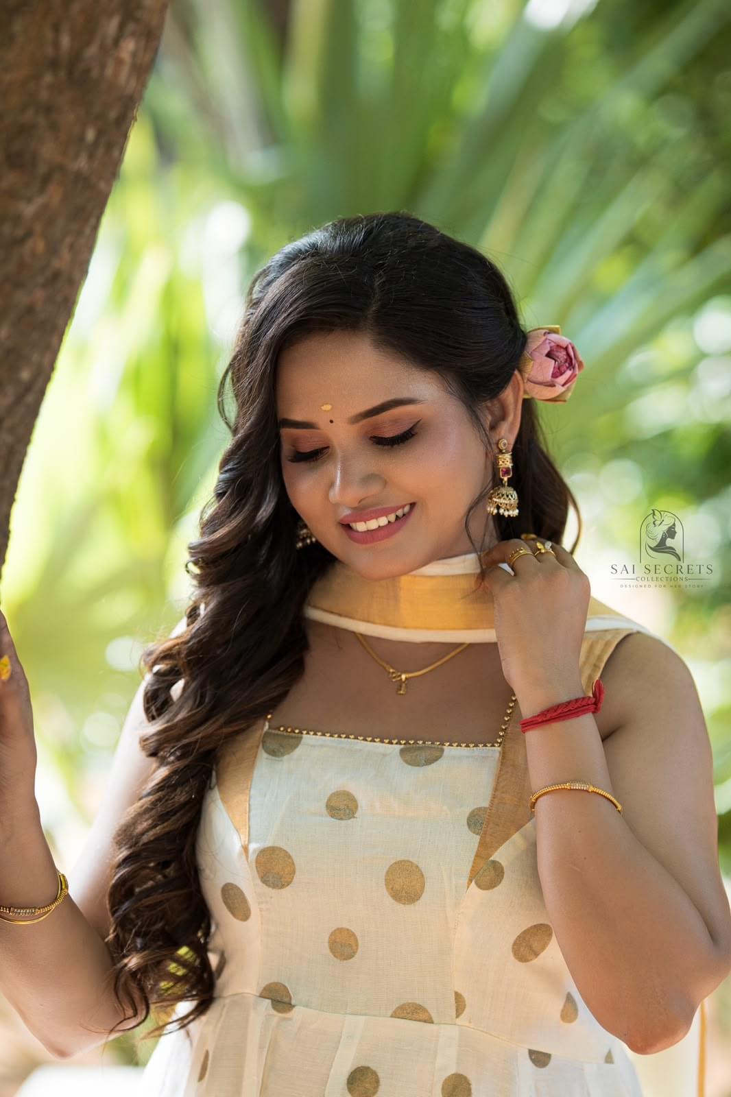 Sai Secrets Collections ONAM SPECIAL Series 4-KASAVU cotton Anarkali  sleeveless(Two set).