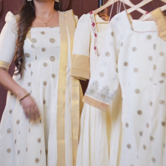 Sai Secrets Collections ONAM SPECIAL Series 4-KASAVU cotton Anarkali  sleeveless(Two set).