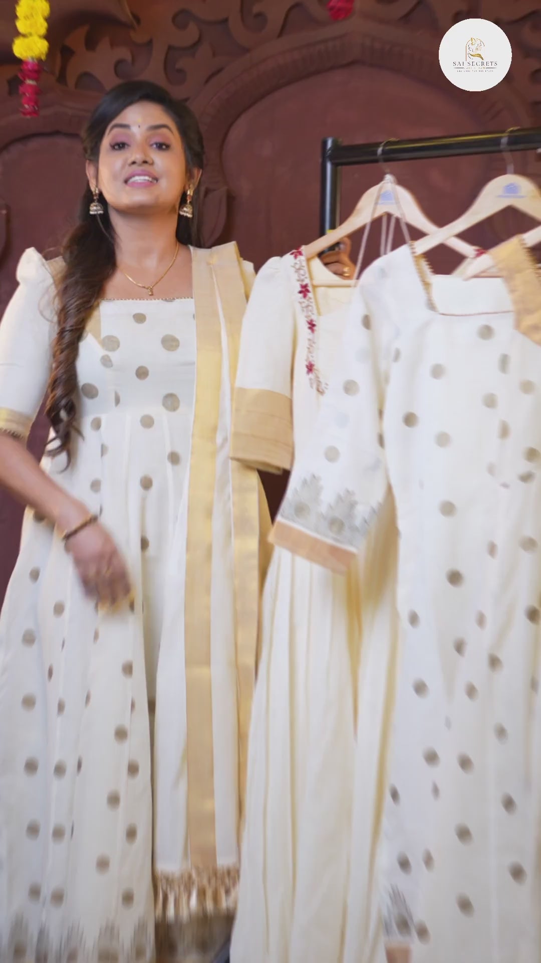 Sai Secrets Collections ONAM SPECIAL Series 4-KASAVU cotton Anarkali  sleeveless(Two set).