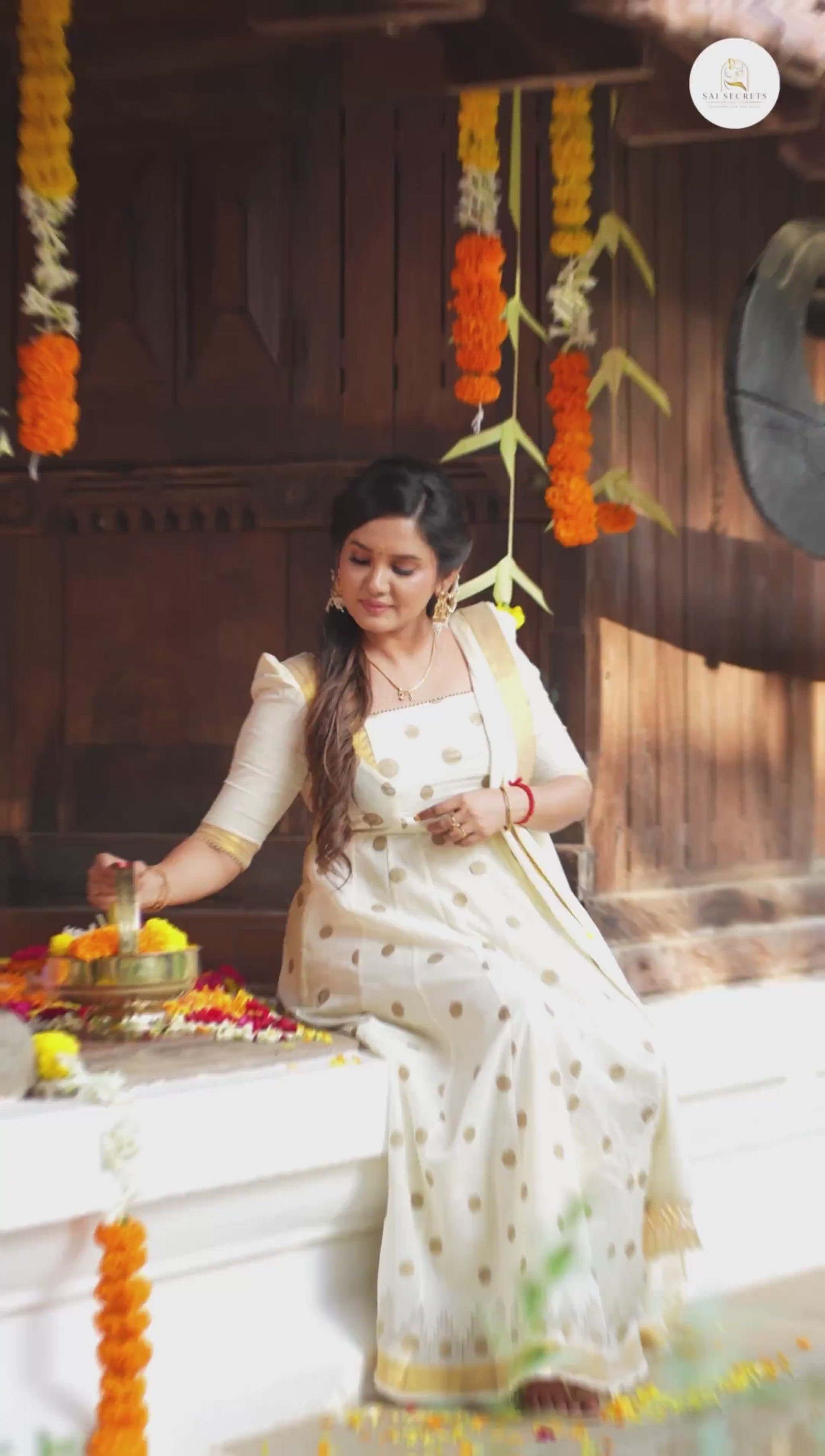 Sai Secrets Collections ONAM SPECIAL Series 3-KASAVU cotton Anarkali Elbow sleeves (Two set).